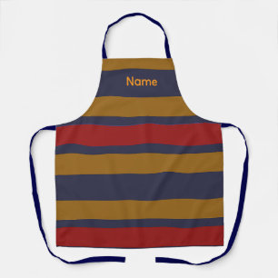 Voeg Naam Rood Blauw Taupe Strepen Keuken Ambachte Schort