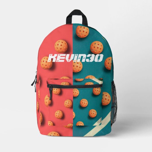 Voeg naam rood en blauw Pickleball speler leuk ont Bedrukte Rugzak (Voorkant)