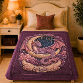 Voeg Naam Roze Draak Slapend op Maan toe Fleece Deken