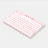 Voeg Naam Roze Maandelijkse Gewoonte Tracker Plakn Post-it® Notes (Schuin)