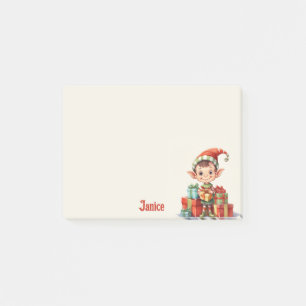 Voeg naam Santa's Christmas Elf met geschenken Post-it® Notes