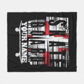 Voeg Naam Skateboard toe Verhard Wit op Zwarte Vel Fleece Deken (Voorkant (Horizontaal))