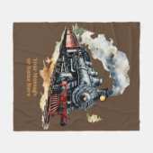 Voeg naam stoomtrein motor fantasy schilderij fleece deken (Voorkant (Horizontaal))