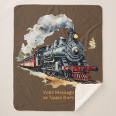 Voeg naam stoomtrein motor fantasy schilderij sherpa deken (Voorkant)