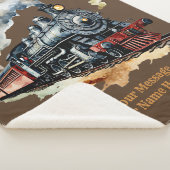 Voeg naam stoomtrein motor fantasy schilderij sherpa deken (3/4)