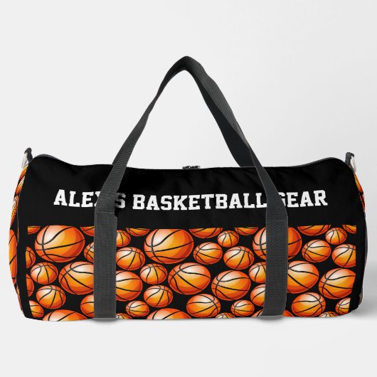Voeg naam tekst, Alex's basketbal uitrusting Plunjezak (Voorkant)