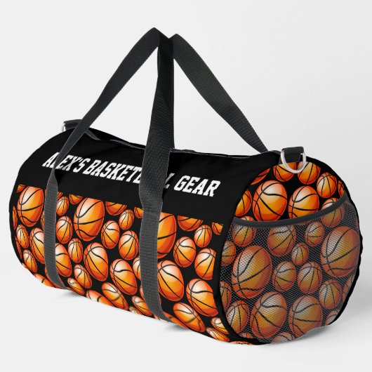 Voeg naam tekst, Alex's basketbal uitrusting Plunjezak (Rechterhoek)