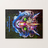 Voeg naam tekst, blauw roze fantasie draak groene  legpuzzel (Horizontaal)