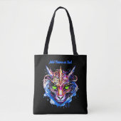 Voeg naam tekst, blauw roze fantasie draak groene  tote bag (Voorkant)