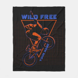 Voeg Naam Tekst BMX Extreme Freestyle Rood Geometr Fleece Deken