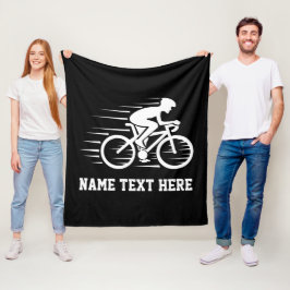 Voeg Naam/Tekst fietssnelheid Rider Racer White to Fleece Deken
