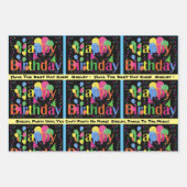 Voeg naam & tekst Happy Birthday Balloons toe 3 Inpakpapier Vel (Voorkant 3)