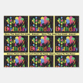 Voeg naam & tekst Happy Birthday Balloons toe 3 Inpakpapier Vel (Voorkant)