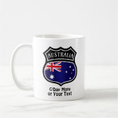 Voeg naam & tekst toe - Australia Flag Shield Koffiemok (Links)