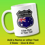 Voeg naam & tekst toe - Australia Flag Shield Koffiemok<br><div class="desc">Australia Flag Shield Coffee Mok - Bekijk mijn winkel voor nog veel meer 'Australia' Cadeaus</div>