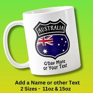 Voeg naam & tekst toe - Australia Flag Shield Koffiemok
