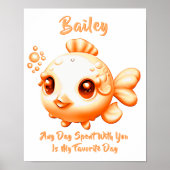 Voeg Naam Tekst Toe, Baby Goudvis Nursery Poster (Voorkant)