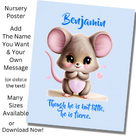 Voeg Naam Tekst Toe, Baby Muis met Grote Oren op B Poster