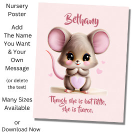 Voeg Naam Tekst Toe, Baby Muis met Grote Oren op R Poster