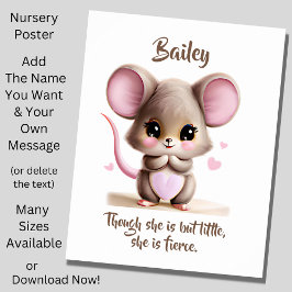 Voeg Naam Tekst Toe, Baby Muis met Grote Oren op W Poster