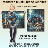 Voeg Naam Tekst toe, Monstertruck in Bos Fleece Deken