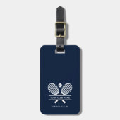 Voeg naam tennisclub en retouradres Navy Blue toe Bagagelabel (Voorkant verticaal)