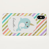 Voeg naam toe aan de speciale Narwhal Rainbow Gold Case-Mate iPhone Case (Achterkant (horizontaal))