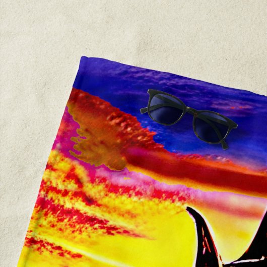 Voeg naam toe, Abstract verzend schip met bruine z Strandlaken (In situ)