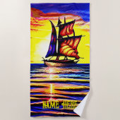 Voeg naam toe, Abstract verzend schip met bruine z Strandlaken (Voorkant)