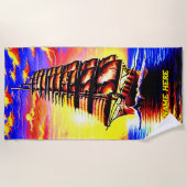 Voeg Naam toe, Abstracte, stijlvolle, piraatverzen Strandlaken (Voorkant)