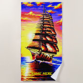 Voeg Naam toe, Abstracte, stijlvolle, piraatverzen Strandlaken (Voorkant)