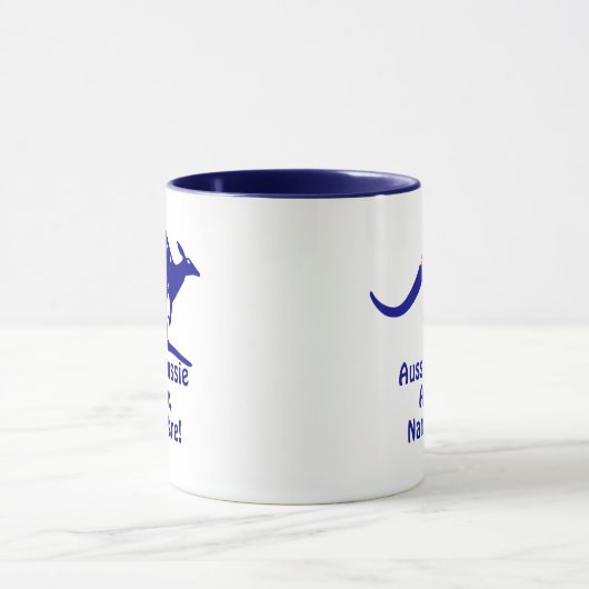 Voeg naam toe, Aussie Aussie, blauwe kangoeroe vla Mok (Midden)