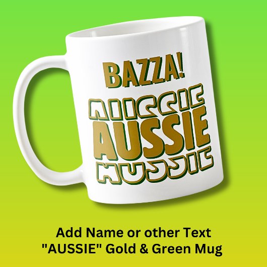 Voeg naam toe, AUSSIE AUSSIE, Goud & Groene Typogr Koffiemok