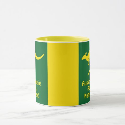 Voeg naam toe, Aussie Aussie Green Gold Kangoeroe Mok (Midden)