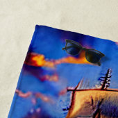 Voeg naam toe, bruin-piraatzeilschip in golven strandlaken (In situ)