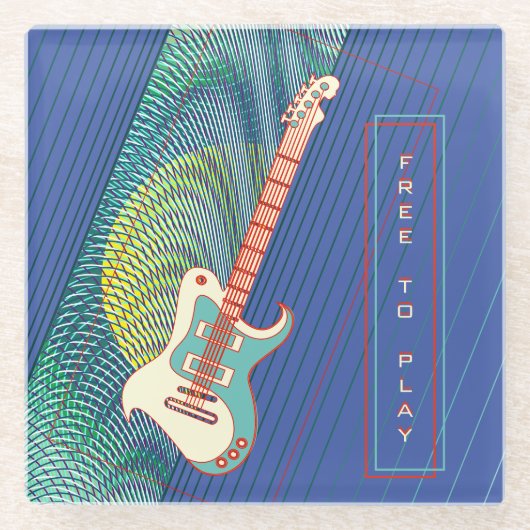 Voeg naam toe Cool Modern Blauwgroen & Blue Electr Glazen Onderzetter (Voorkant)