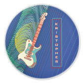 Voeg naam toe Cool Modern Blauwgroen & Blue Electr Keramische Knop (Voorkant)