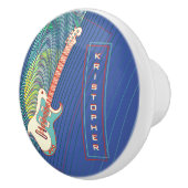 Voeg naam toe Cool Modern Blauwgroen & Blue Electr Keramische Knop (Rechts)