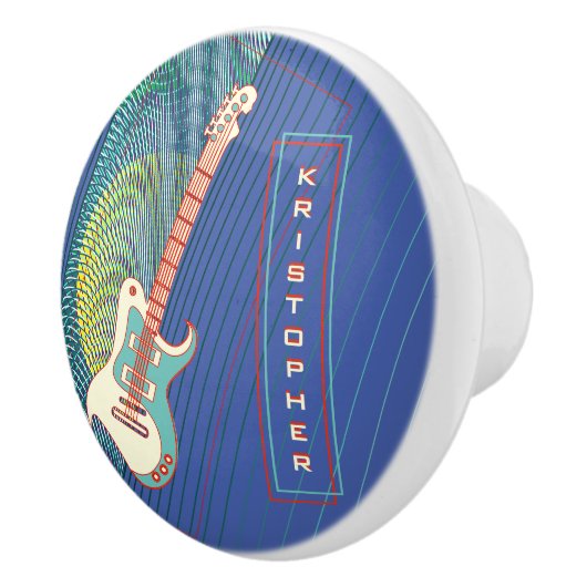 Voeg naam toe Cool Modern Blauwgroen & Blue Electr Keramische Knop (Rechts)