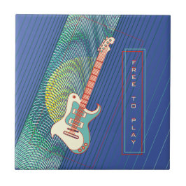 Voeg naam toe Cool Modern Blauwgroen & Blue Electr Tegeltje