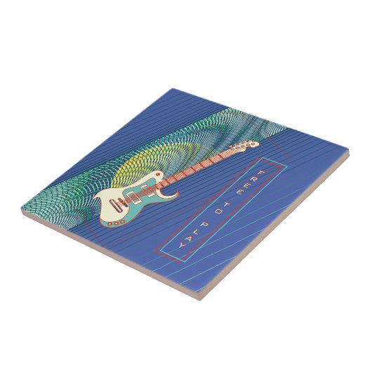 Voeg naam toe Cool Modern Blauwgroen & Blue Electr Tegeltje (Zijkant)