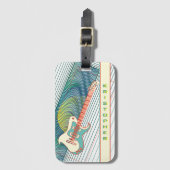 Voeg naam toe Cool Modern White & Blauwgroen Elect Bagagelabel (Voorkant (verticaal))