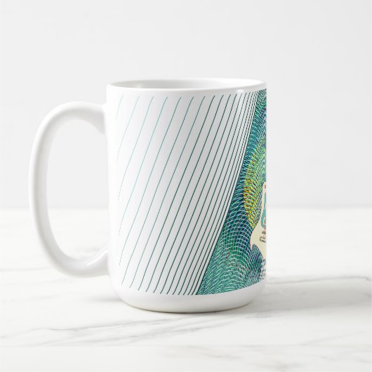 Voeg naam toe Cool Modern White & Blauwgroen Elect Koffiemok (Links)