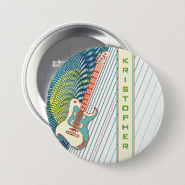 Voeg naam toe Cool Modern White & Blauwgroen Elect Ronde Button 7,6 Cm