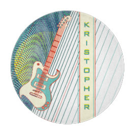 Voeg naam toe Cool Modern White & Blauwgroen Elect Snijplank