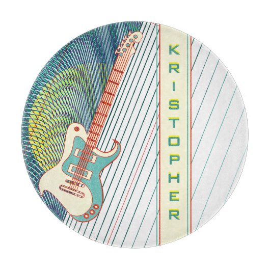 Voeg naam toe Cool Modern White & Blauwgroen Elect Snijplank (Voorkant)