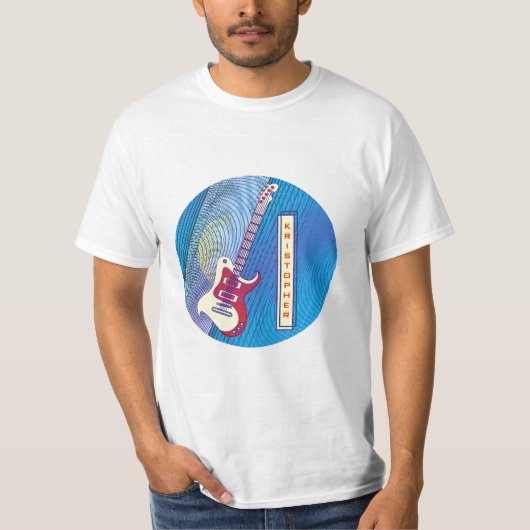 Voeg naam toe Cool Moderne Rode en Blauwe Elektris T-shirt (Voorkant)