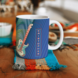 Voeg naam toe Cool moderne teal & blauwe elektrisc Grote Koffiekop