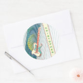 Voeg naam toe Cool Moderne Witte & Teal Elektrisch Ronde Sticker (Envelop)