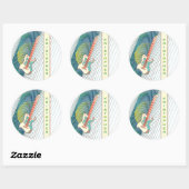 Voeg naam toe Cool Moderne Witte & Teal Elektrisch Ronde Sticker (Vel)